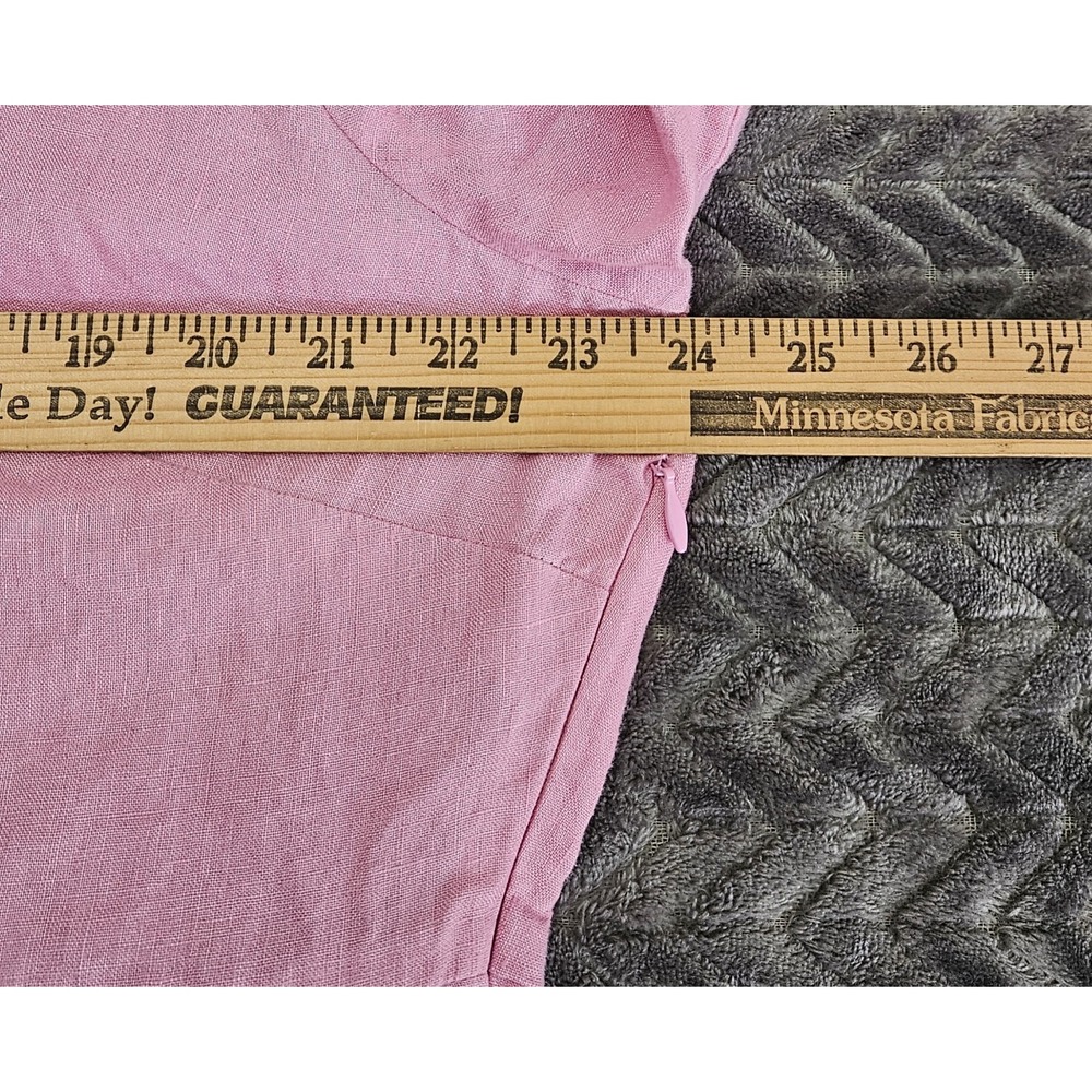 Boden 100% Linen Dress Tiered Knee Length Pink Women's Size 16/18R Bell Sleeve - Picture 7 of 8